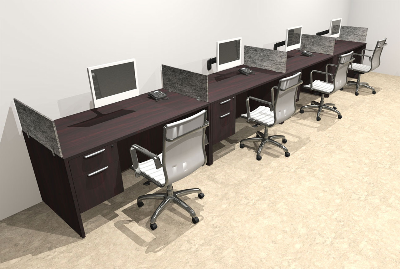 Four Person Modern Accoustic Divider Office Workstation Desk Set, #OT-SUL-SPRG31