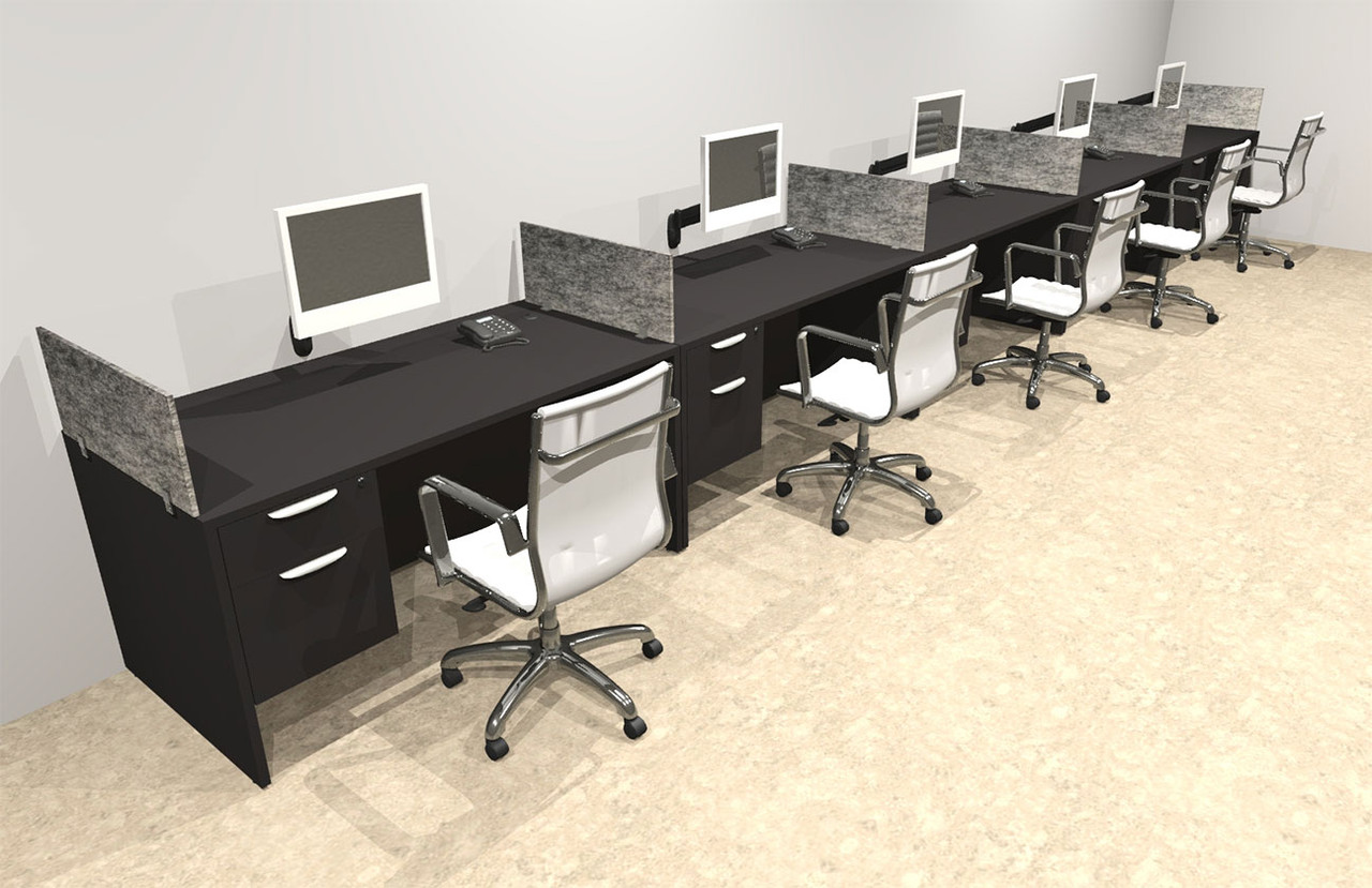 Five Person Modern Accoustic Divider Office Workstation Desk Set, #OT-SUL-SPRG36