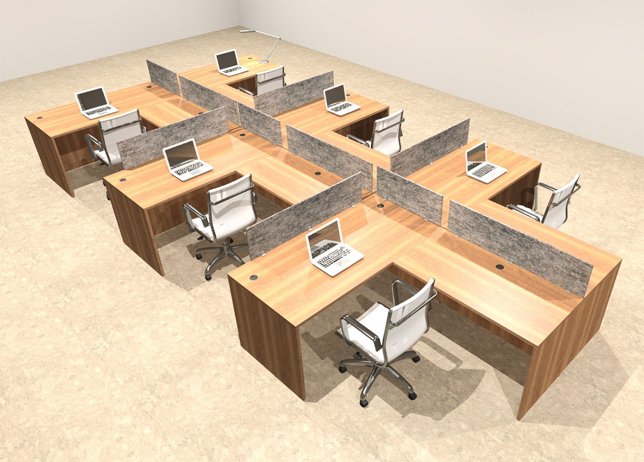 Six Person Modern Accoustic Divider Office Workstation Desk Set, #OT-SUL-SPRG49