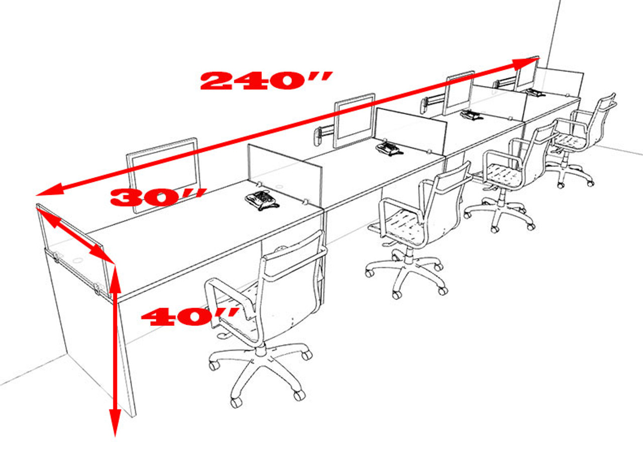 Four Person Modern Accoustic Divider Office Workstation Desk Set, #OT-SUL-SPRB67
