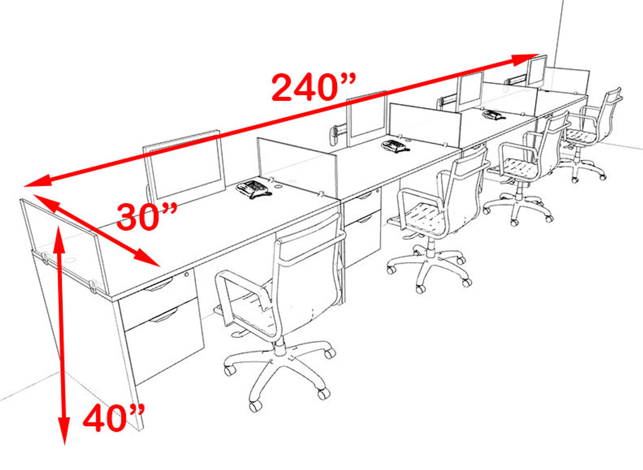 Four Person Modern Accoustic Divider Office Workstation Desk Set, #OT-SUL-SPRB72