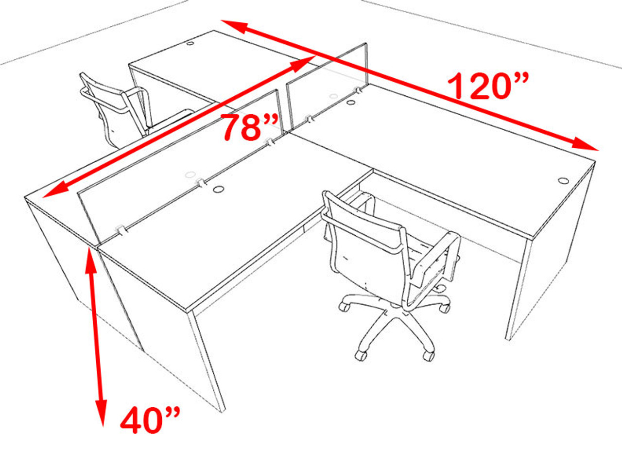Two Person Modern Accoustic Divider Office Workstation Desk Set, #OT-SUL-SPRB75