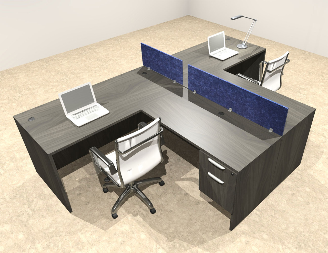 Two Person Modern Accoustic Divider Office Workstation Desk Set, #OT-SUL-SPRB78