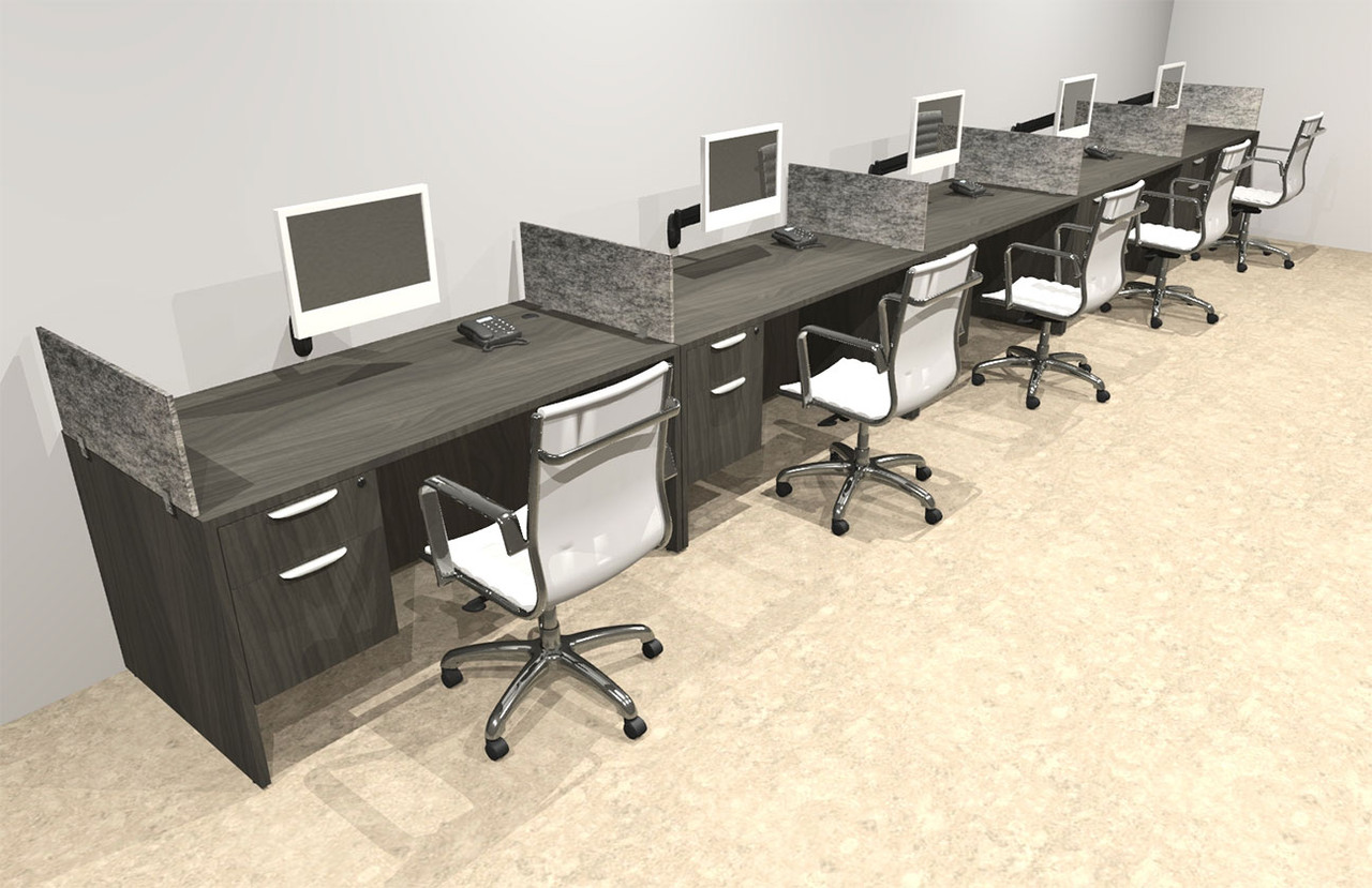 Five Person Modern Accoustic Divider Office Workstation Desk Set, #OT-SUL-SPRG73