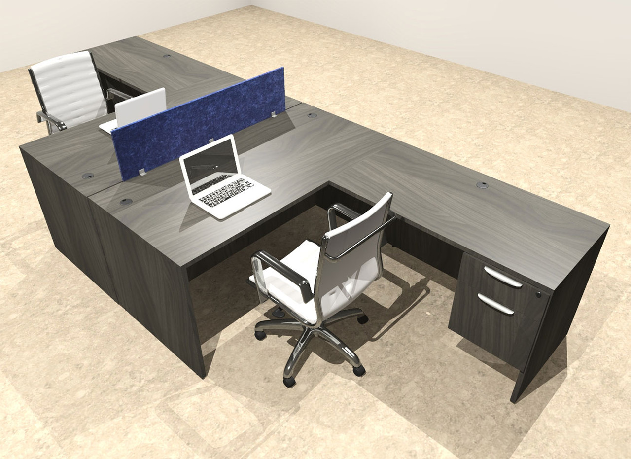Two Person Modern Accoustic Divider Office Workstation Desk Set, #OT-SUL-FPRB58