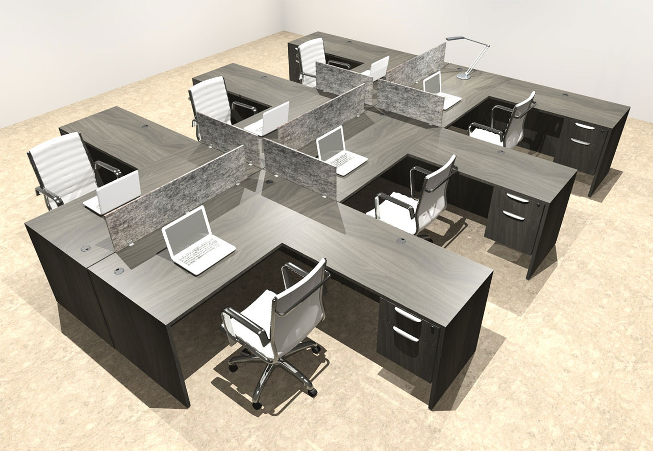 Six Person Modern Accoustic Divider Office Workstation Desk Set, #OT-SUL-FPRG60