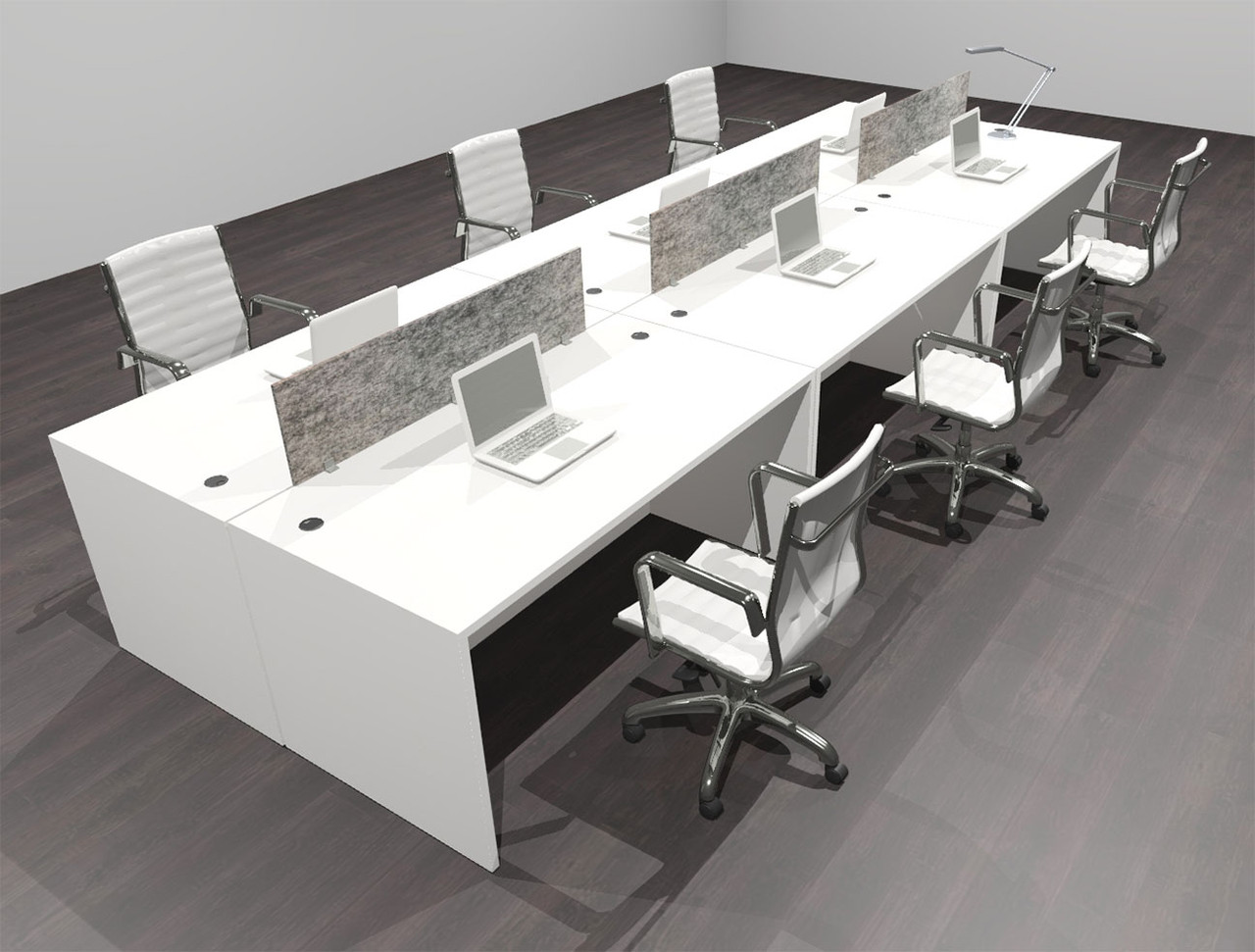 Six Person Modern Accoustic Divider Office Workstation Desk Set, #OF-CPN-FPRG9