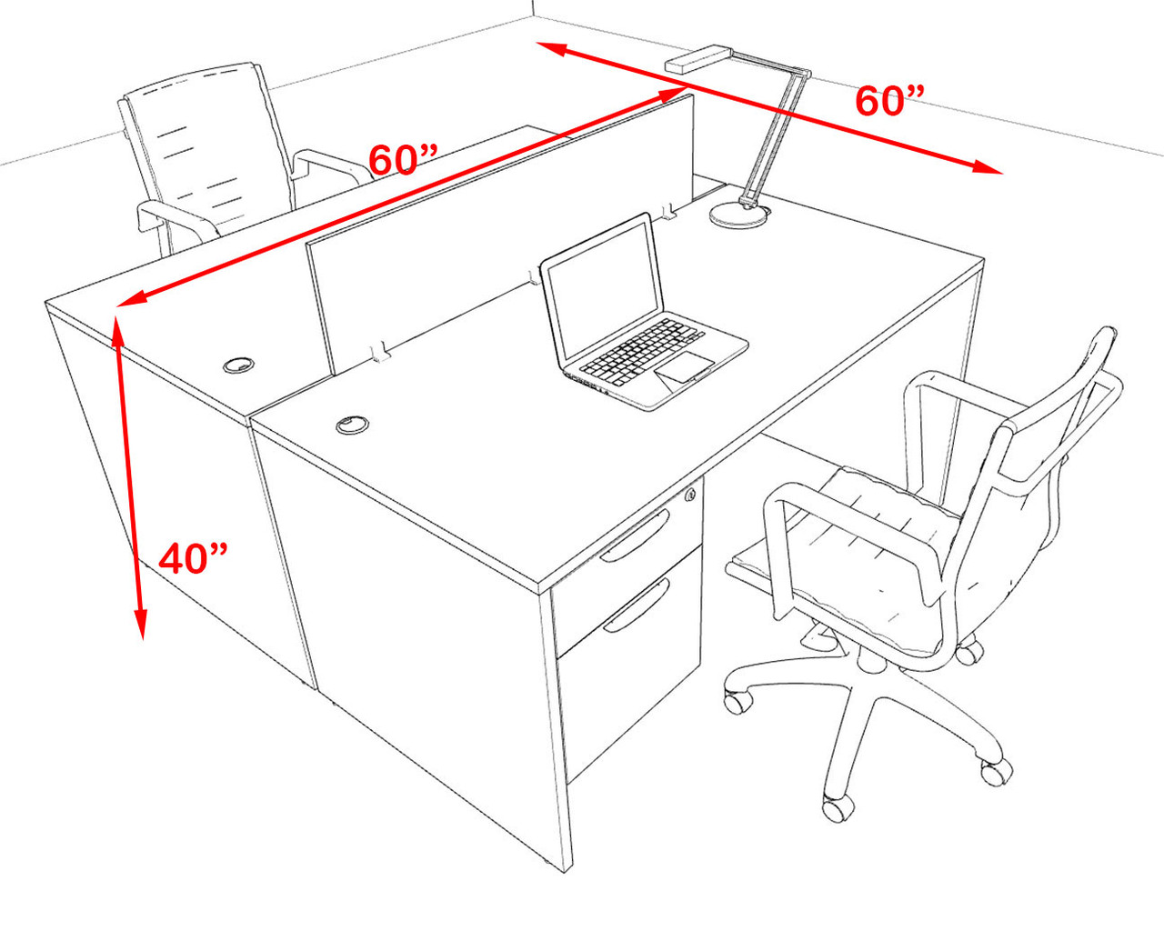 Two Person Modern Acrylic Divider Office Workstation Desk Set, #OF-CPN-FPO13