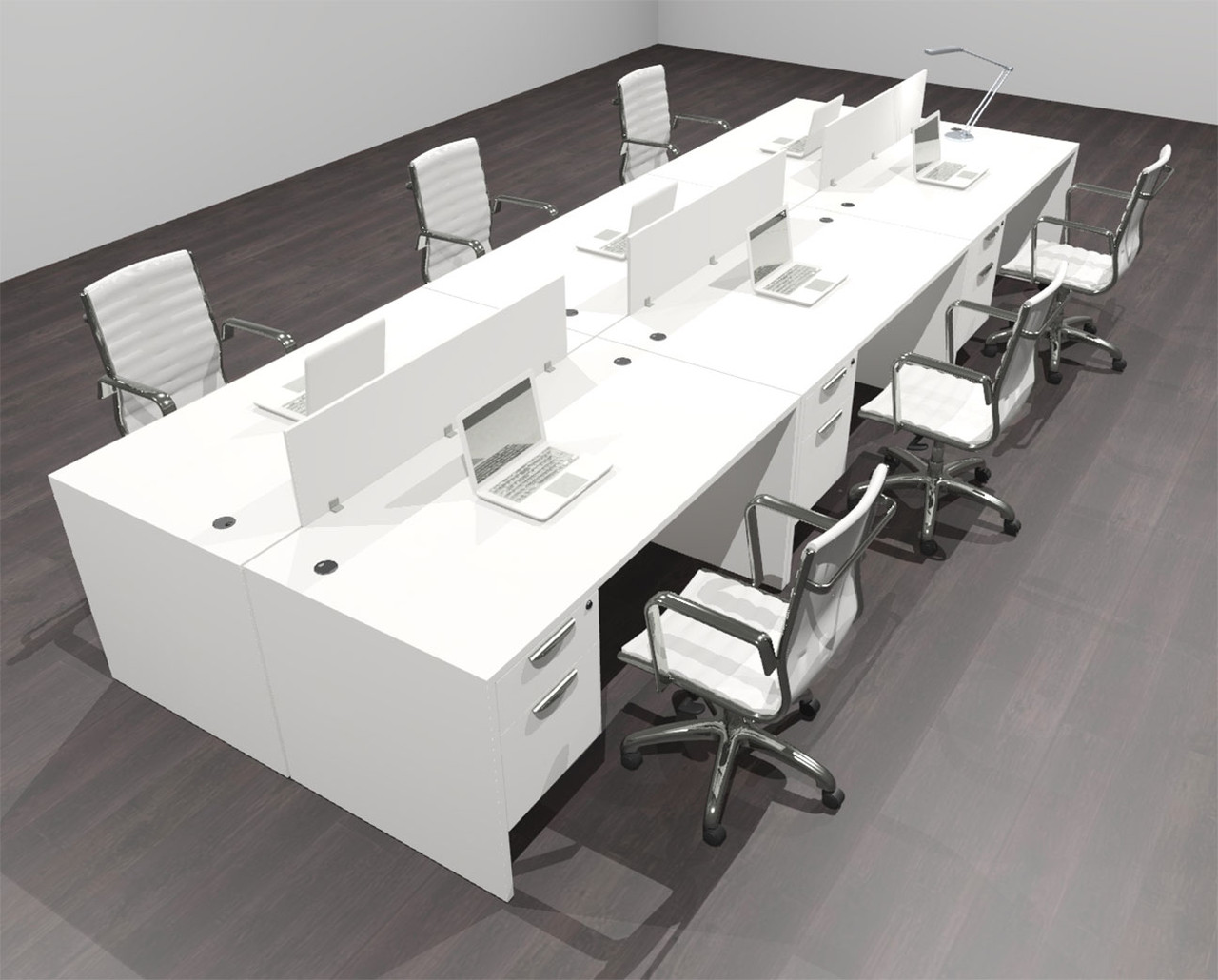 Six Person Modern Acrylic Divider Office Workstation Desk Set, #OF-CPN-FP21