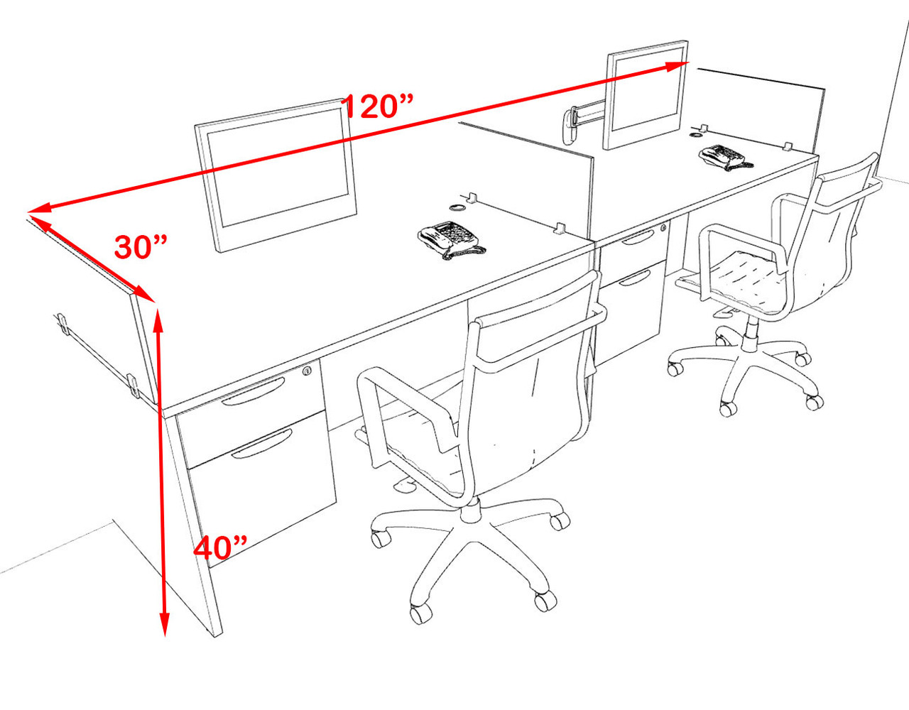 Two Person Modern Accoustic Divider Office Workstation Desk Set, #OF-CPN-SPRB21