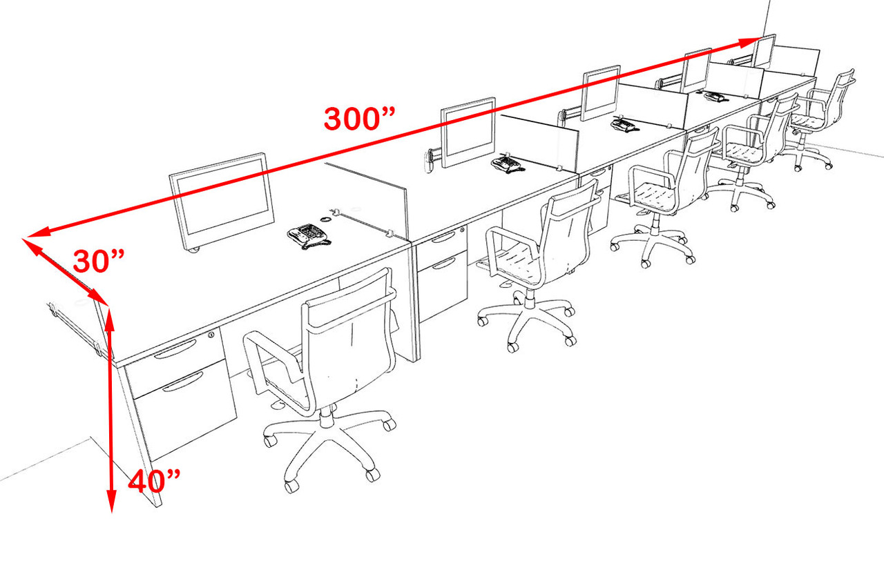 Five Person Modern Acrylic Divider Office Workstation Desk Set, #OF-CPN-SPB33