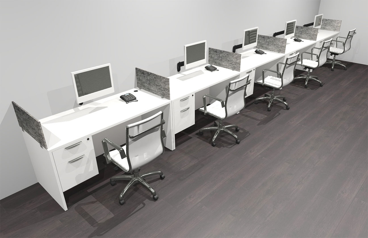 Five Person Modern Accoustic Divider Office Workstation Desk Set, #OF-CPN-SPRG33