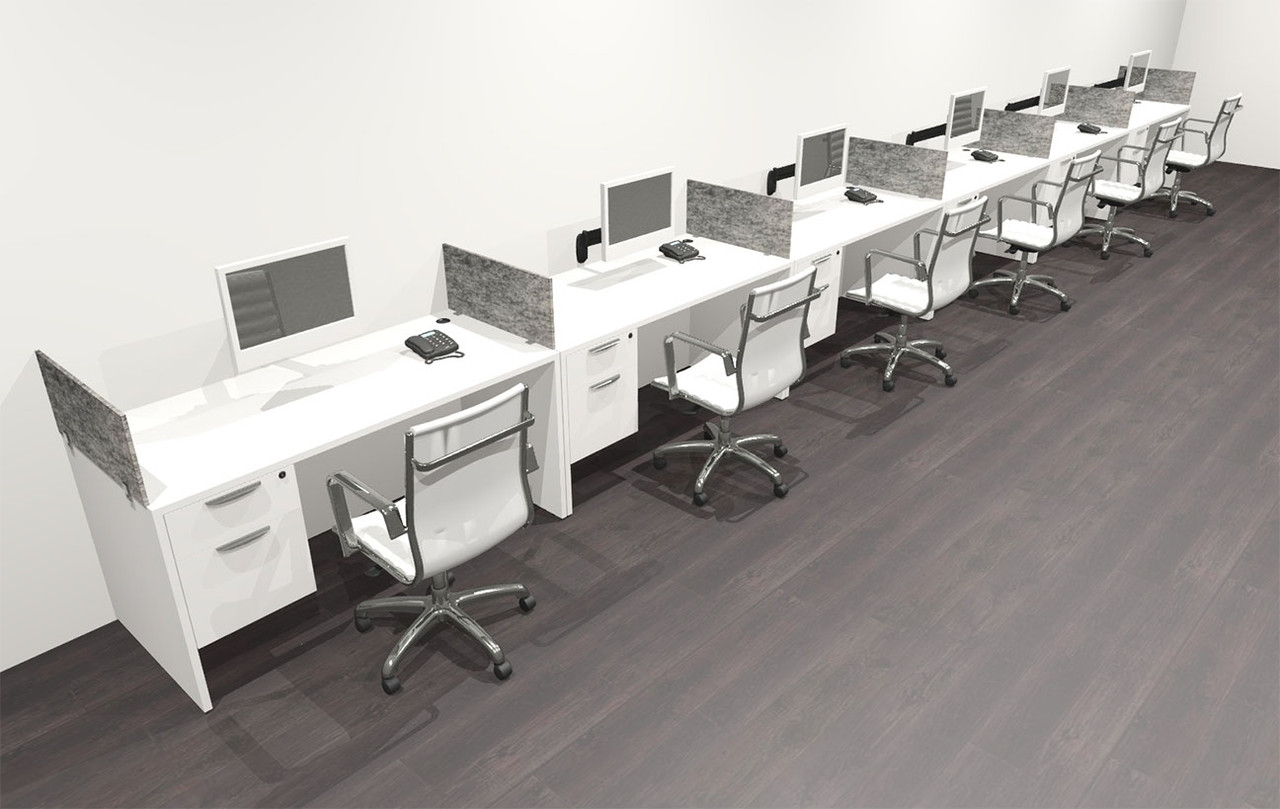 Six Person Modern Accoustic Divider Office Workstation Desk Set, #OF-CPN-SPRG37