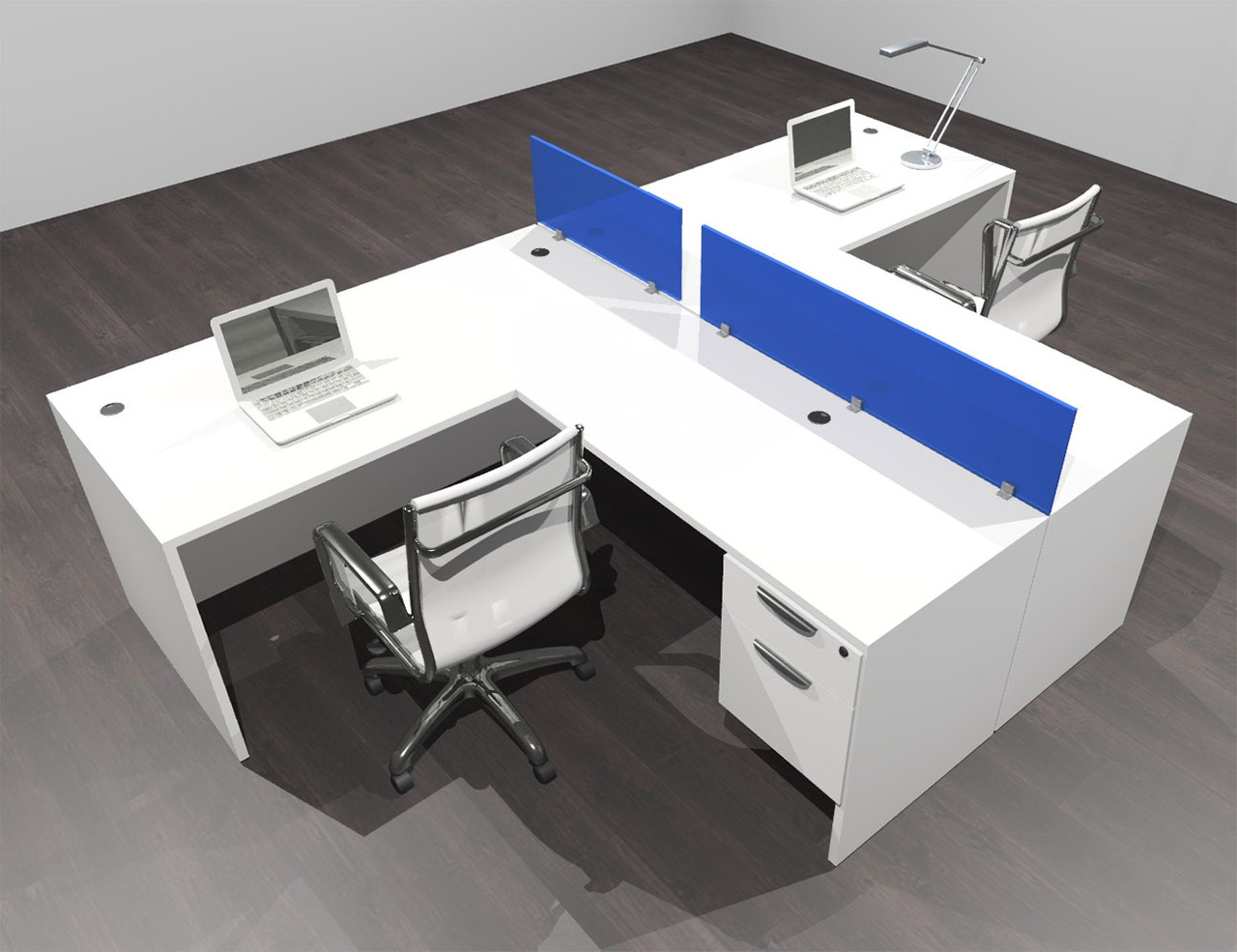 Two Person Modern Acrylic Divider Office Workstation Desk Set, #OF-CPN-SPB53