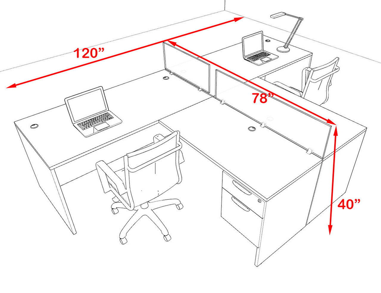 Two Person Modern Acrylic Divider Office Workstation Desk Set, #OF-CPN-SPB53