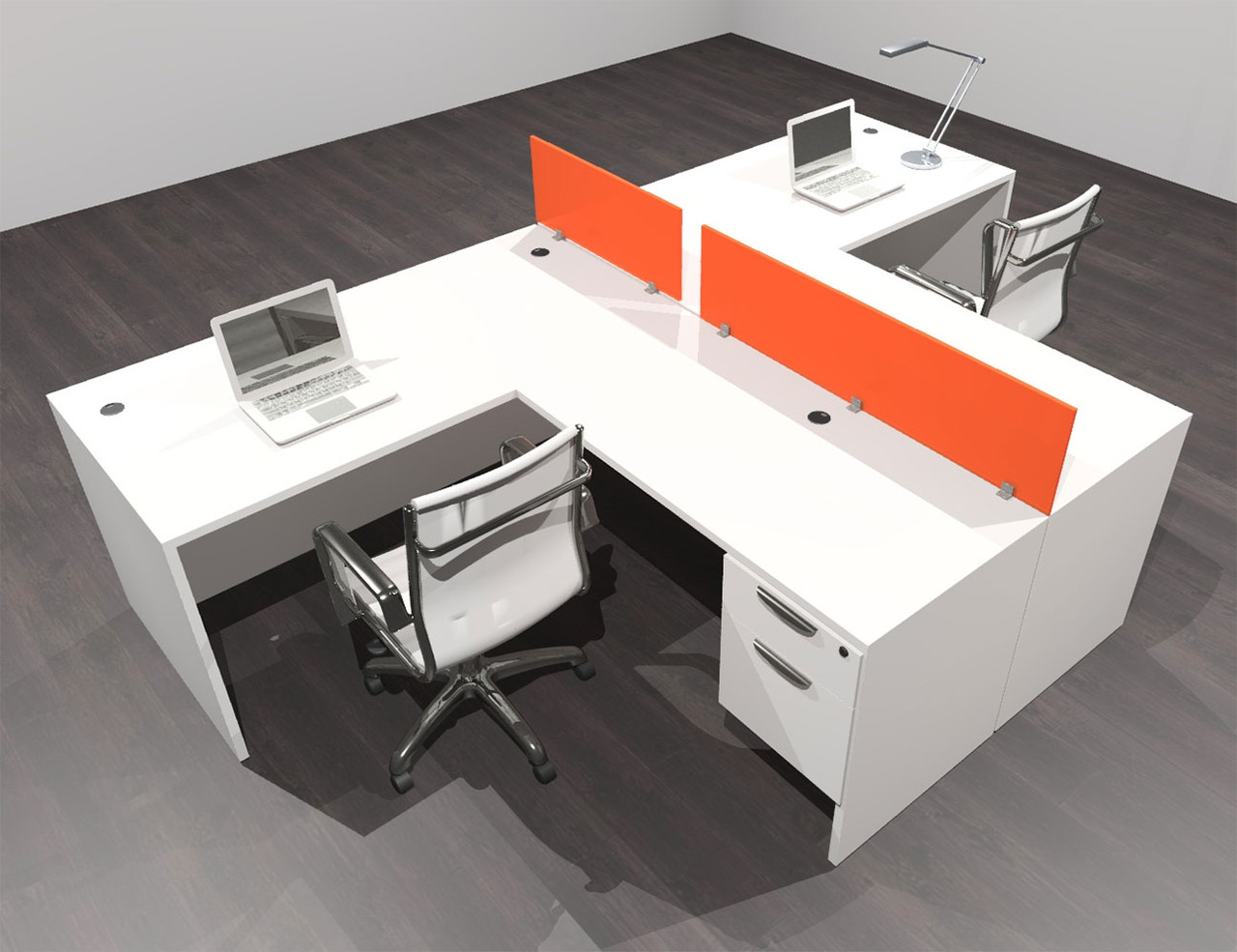 Two Person Modern Acrylic Divider Office Workstation Desk Set, #OF-CPN-SPO53