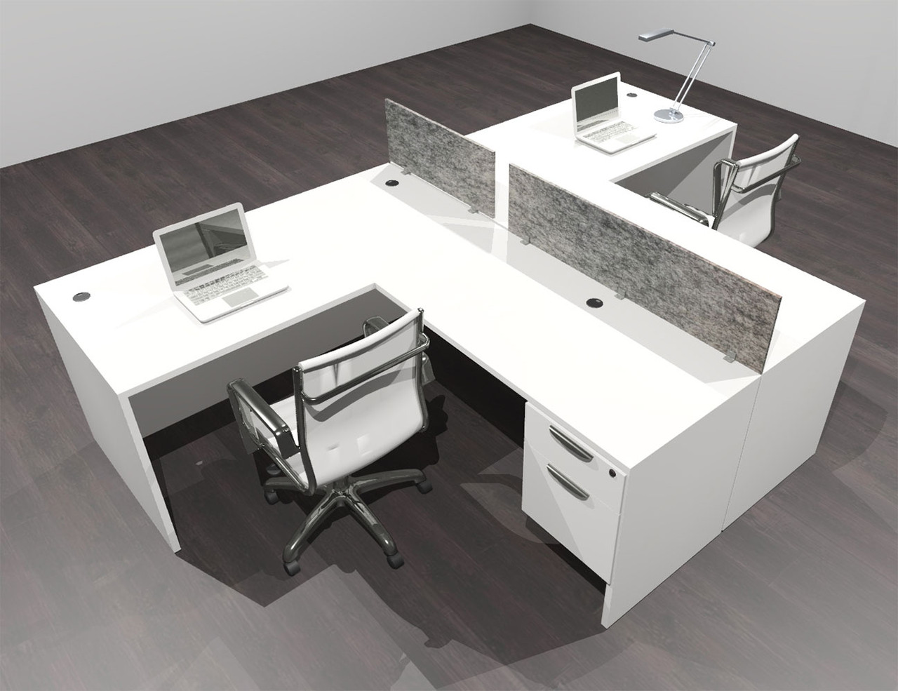 two person desk with divider