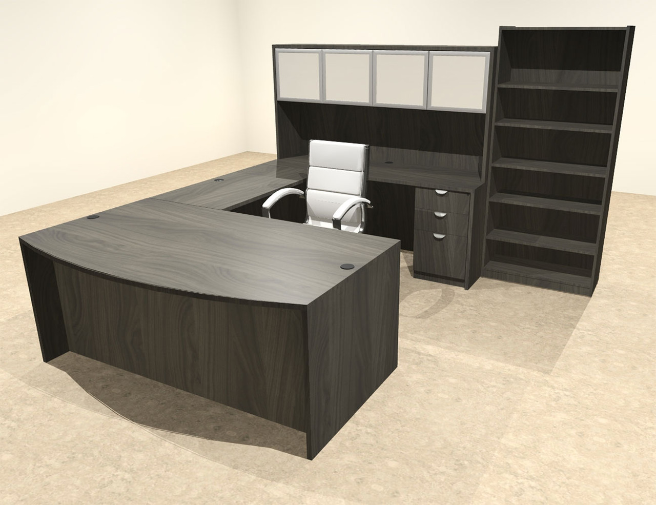 6pc U Shape Modern Executive Office Desk, #OT-SUL-U63