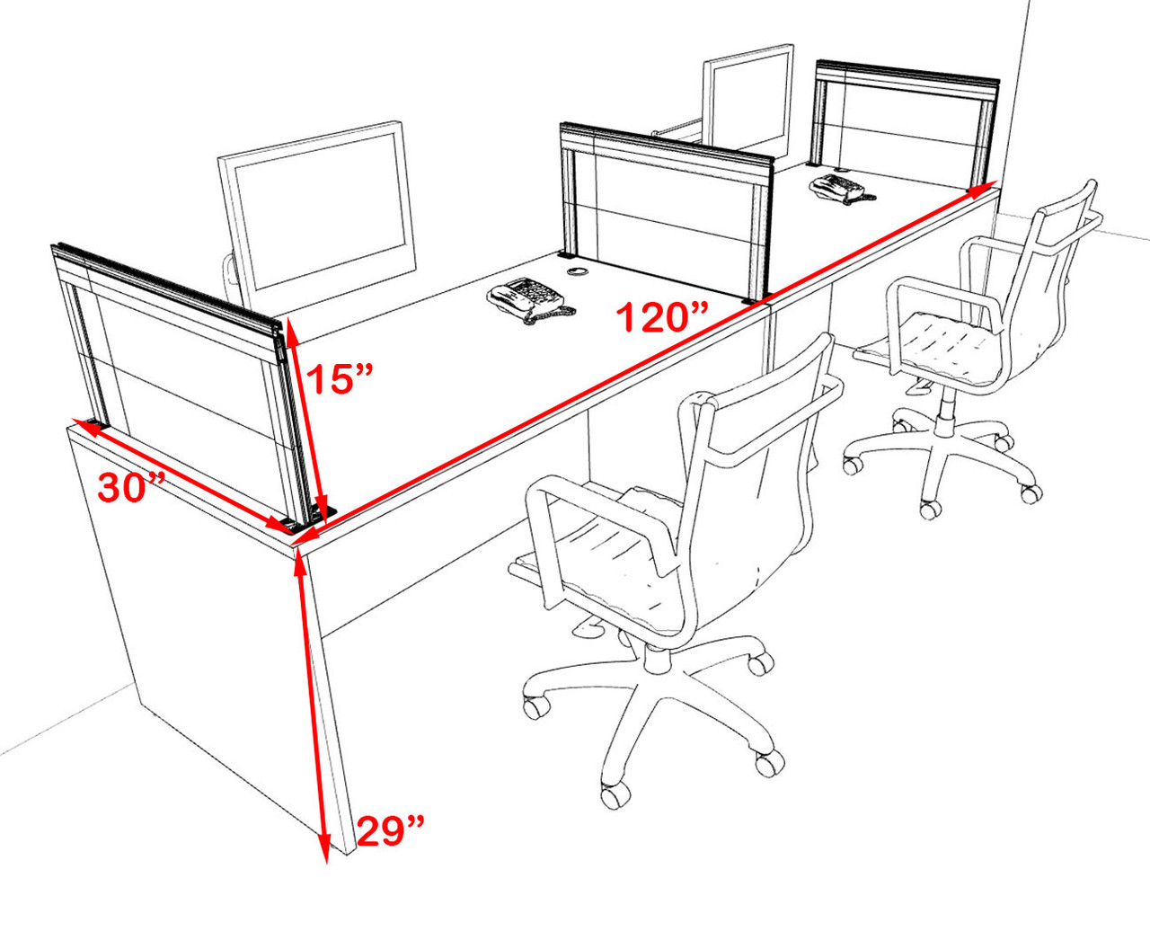 Two Person Modern Aluminum Organizer Divider Office Workstation Desk Set, #OT-SUL-SPS1