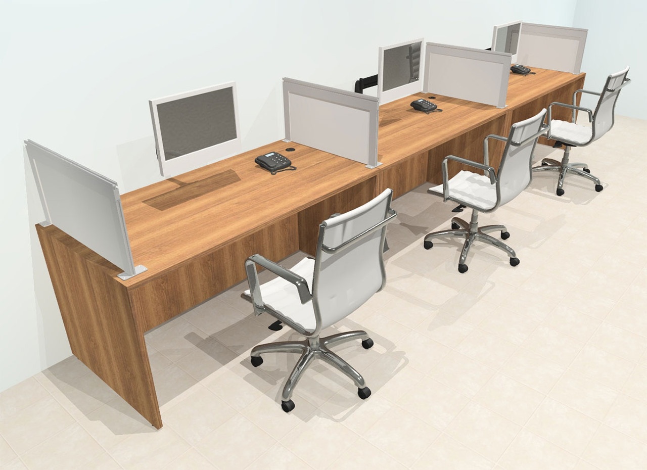 Three Person Modern Aluminum Organizer Divider Office Workstation Desk Set, #OT-SUL-SPS5
