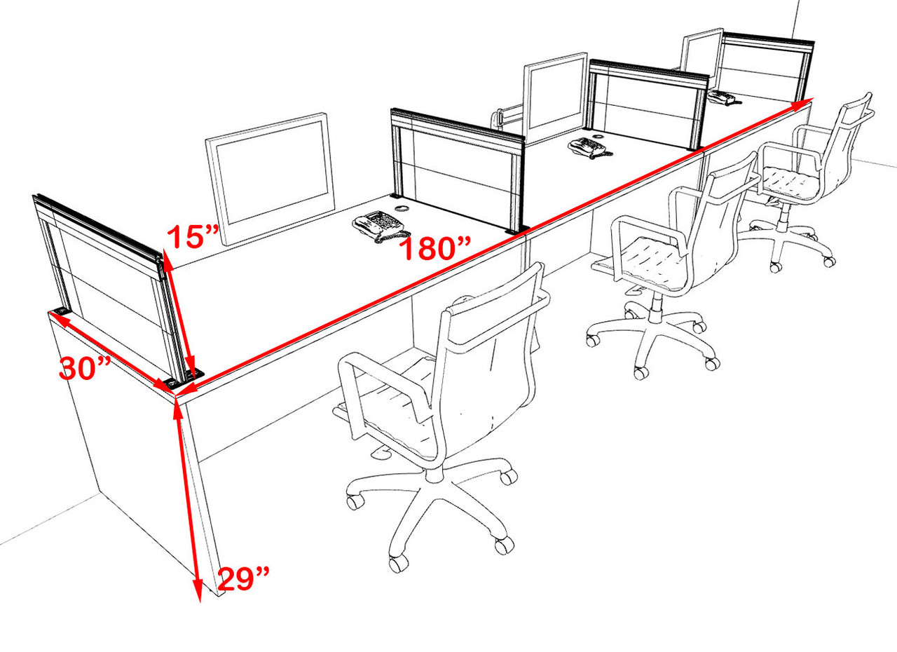 Three Person Modern Aluminum Organizer Divider Office Workstation Desk Set, #OT-SUL-SPS6