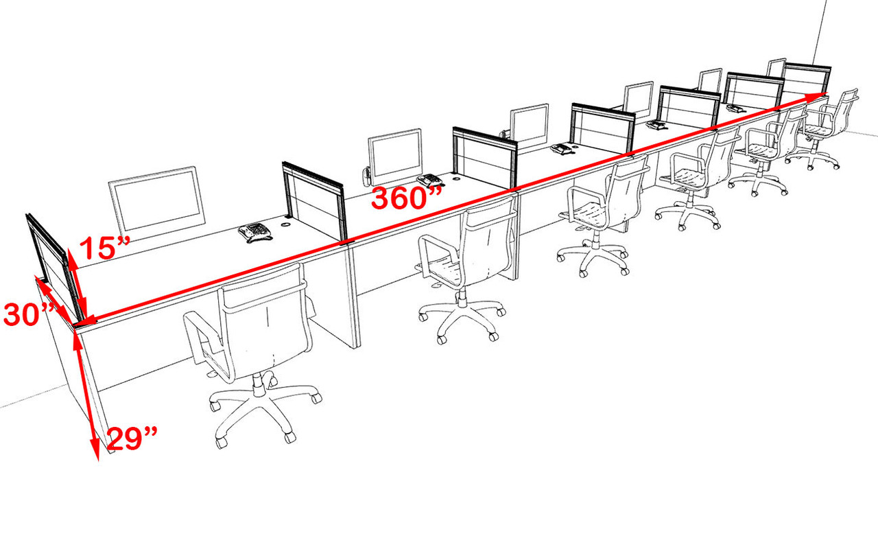 Six Person Modern Aluminum Organizer Divider Office Workstation Desk Set, #OT-SUL-SPS20