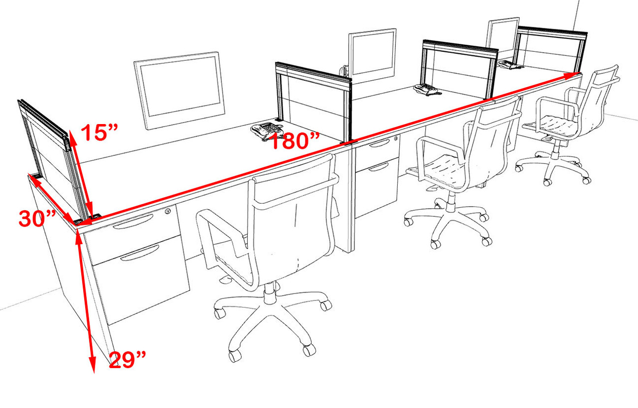 Three Person Modern Aluminum Organizer Divider Office Workstation Desk Set, #OT-SUL-SPS27