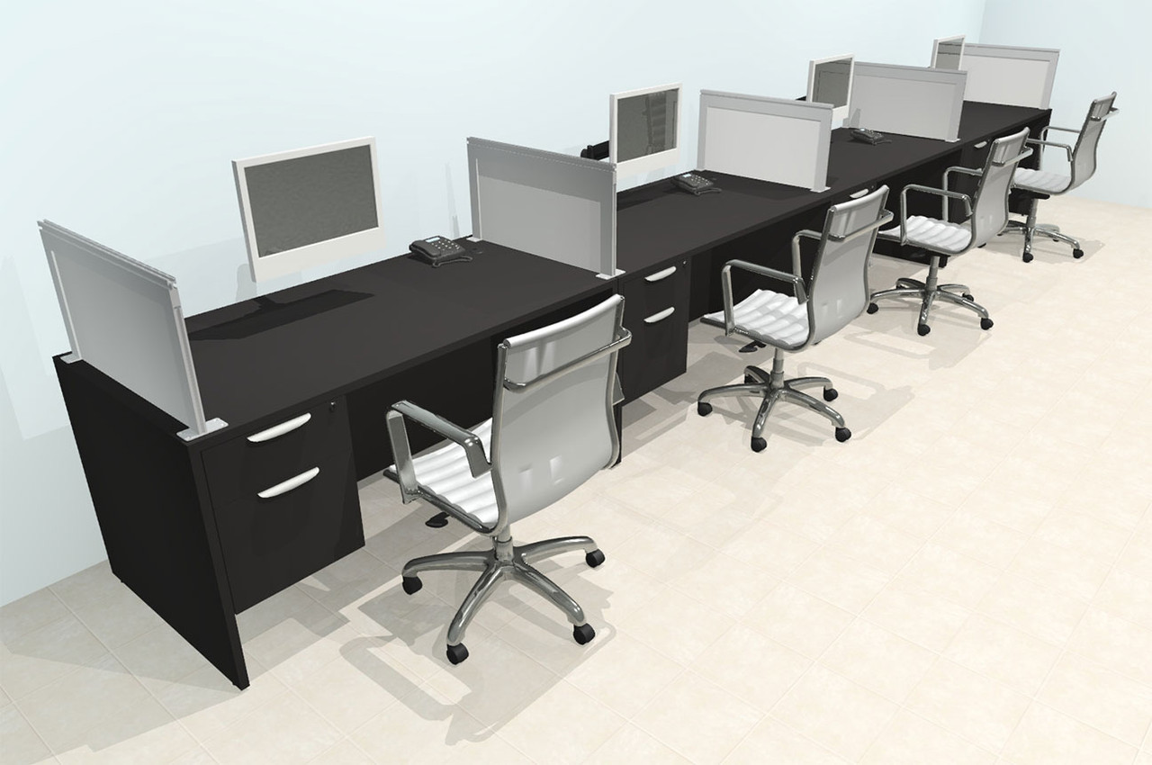 Four Person Modern Aluminum Organizer Divider Office Workstation Desk Set, #OT-SUL-SPS32