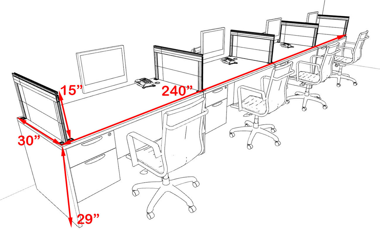 Four Person Modern Aluminum Organizer Divider Office Workstation Desk Set, #OT-SUL-SPS32