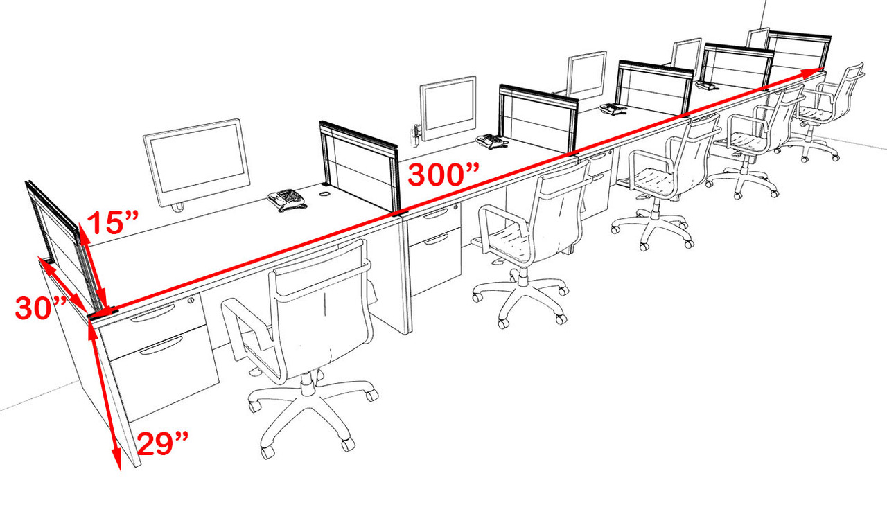 Five Person Modern Aluminum Organizer Divider Office Workstation Desk Set, #OT-SUL-SPS34