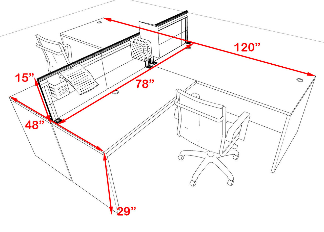 Two Person L Shape Modern Aluminum Organizer Divider Office Workstation Desk Set, #OT-SUL-SPS41