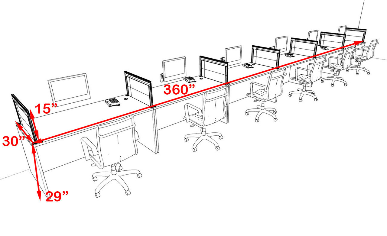 Six Person Modern Aluminum Organizer Divider Office Workstation Desk Set, #OT-SUL-SPS69