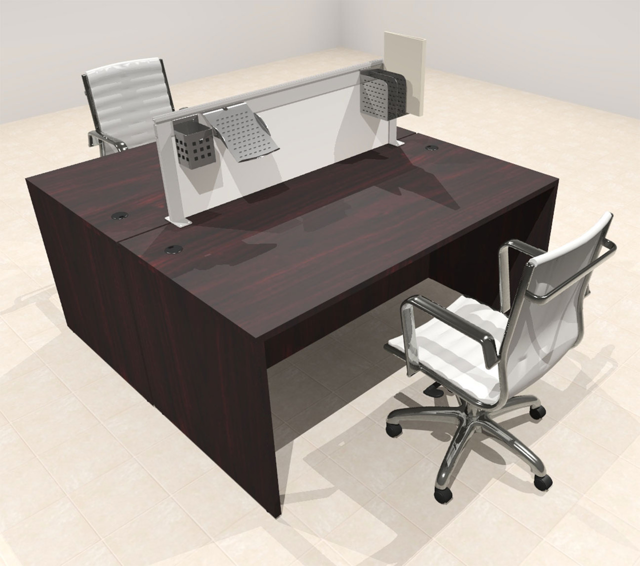 Two Person Modern Aluminum Organizer Divider Office Workstation Desk Set, #OT-SUL-FPS3