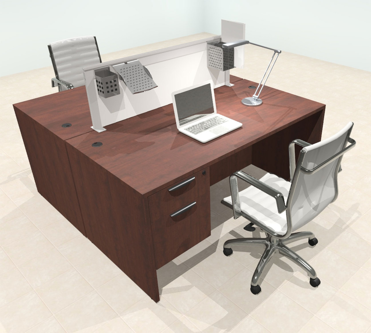 Two Person Modern Aluminum Organizer Divider Office Workstation Desk Set, #OT-SUL-FPS14