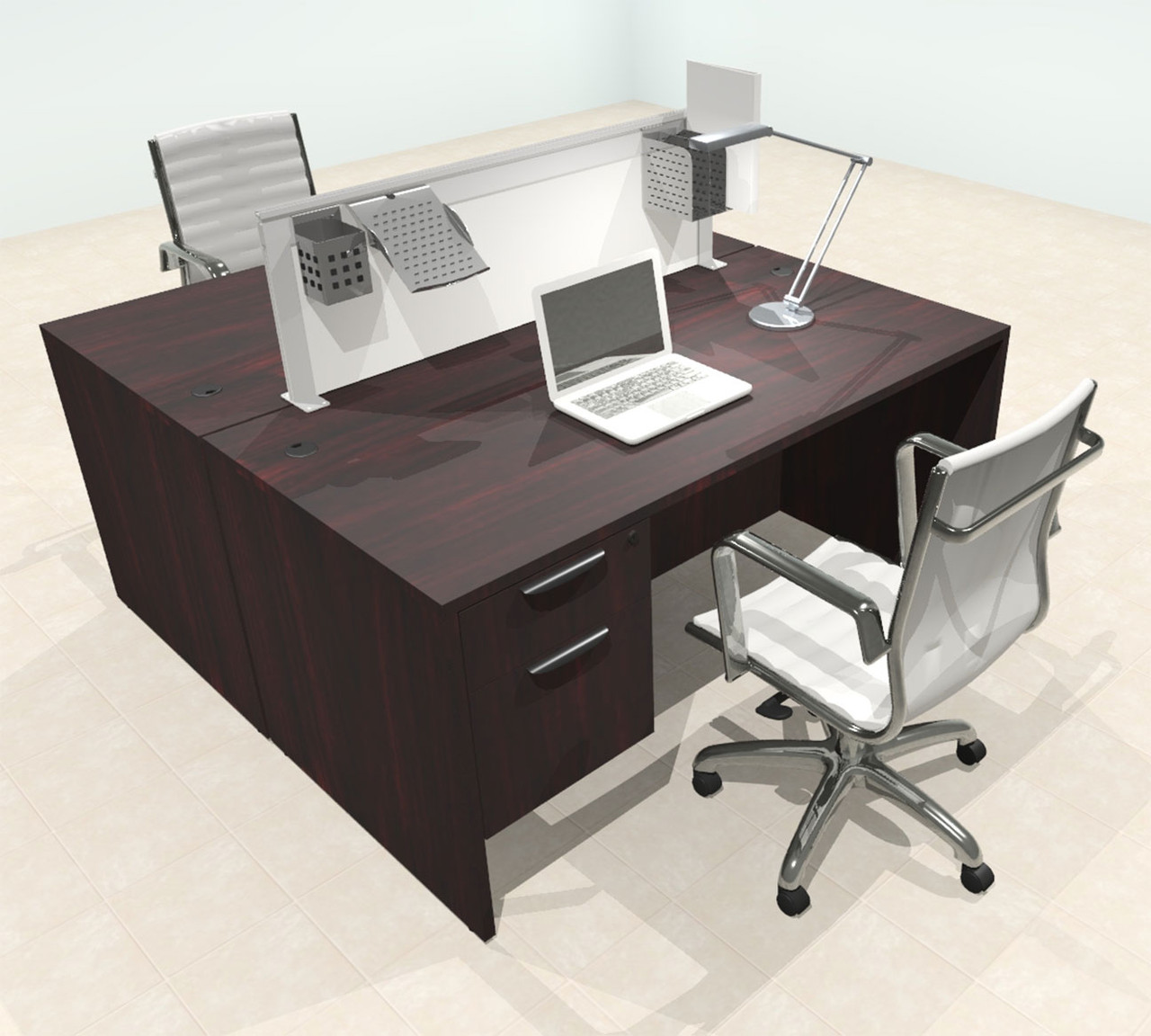 Two Person Modern Aluminum Organizer Divider Office Workstation Desk Set, #OT-SUL-FPS15