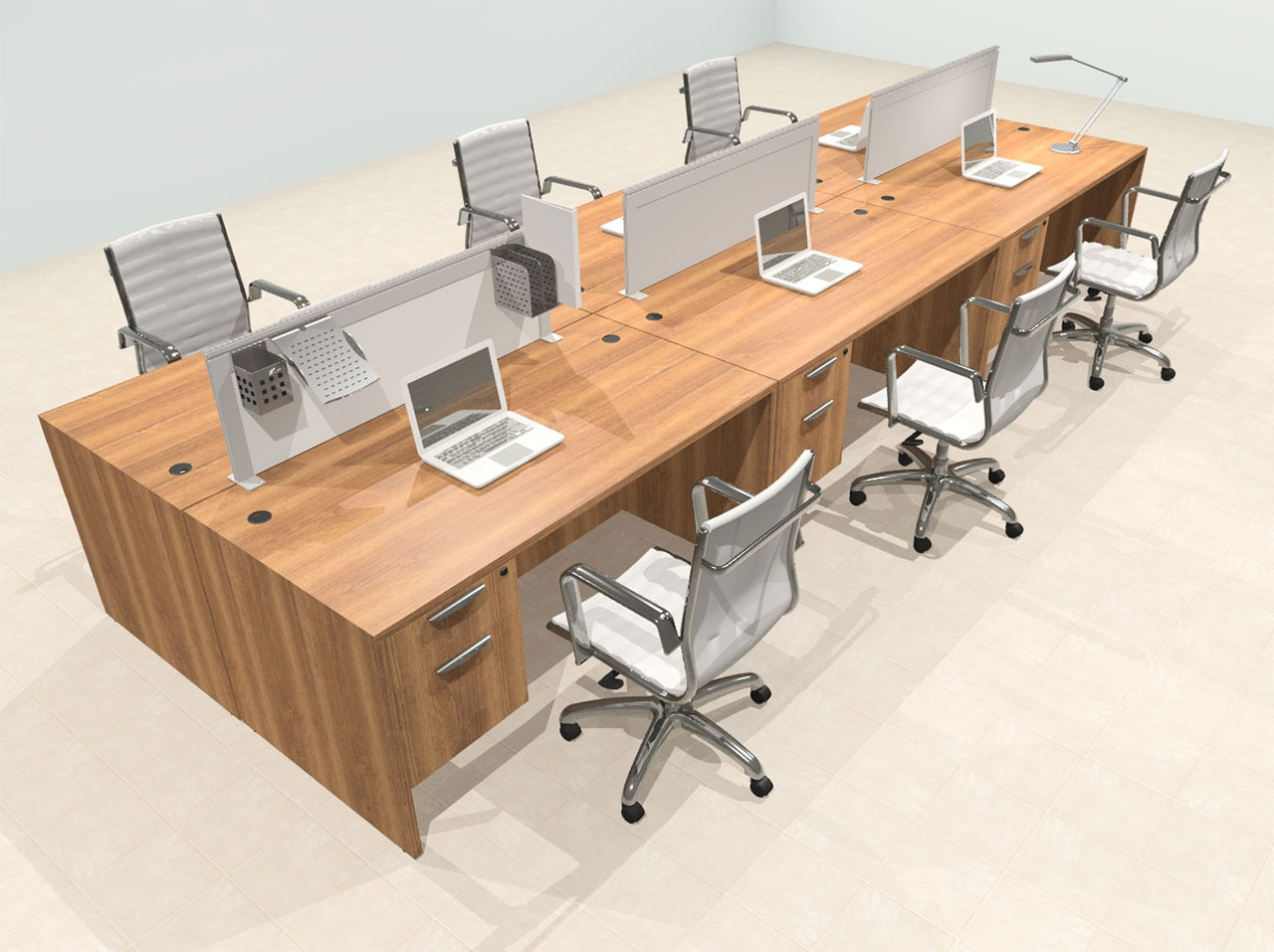 Six Person Modern Aluminum Organizer Divider Office Workstation Desk Set, #OT-SUL-FPS21