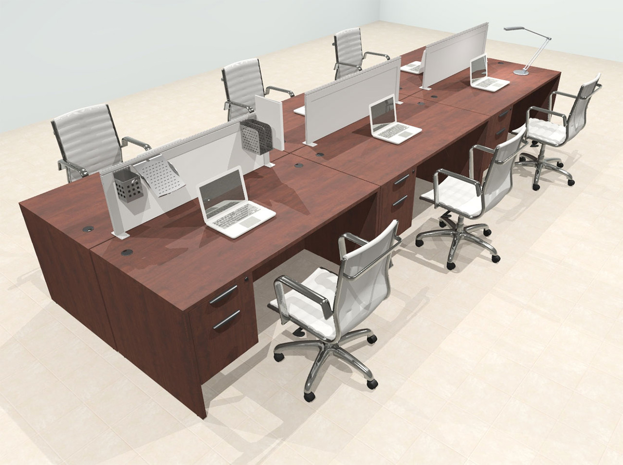 Six Person Modern Aluminum Organizer Divider Office Workstation Desk Set, #OT-SUL-FPS22