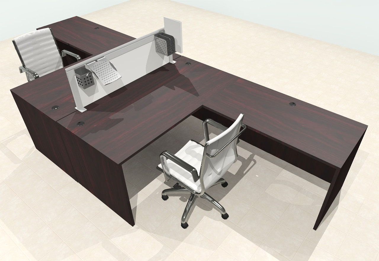 Two Person L Shape Modern Aluminum Organizer Divider Office Workstation Desk Set, #OT-SUL-FPS27