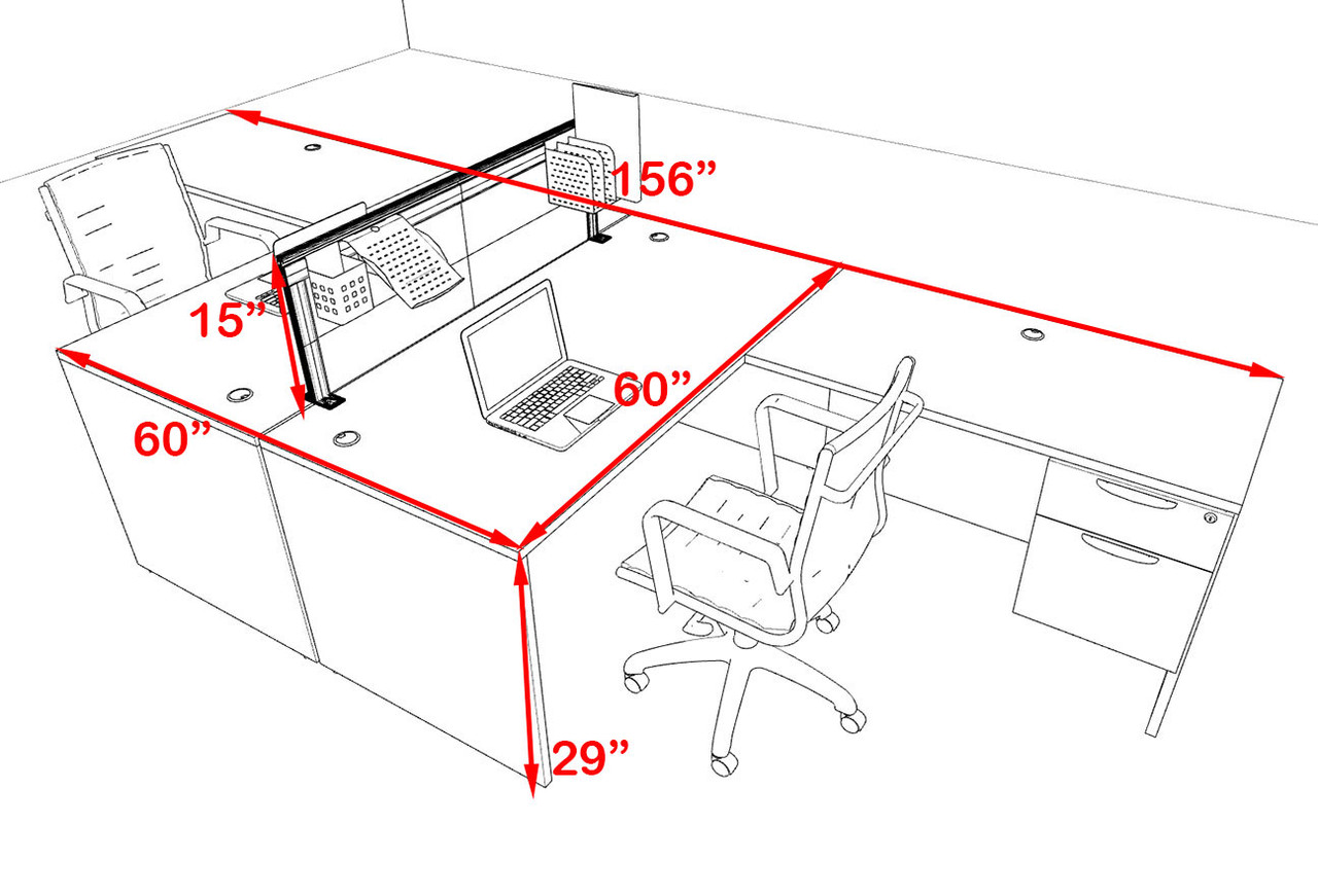 Two Person L Shape Modern Aluminum Organizer Divider Office Workstation Desk Set, #OT-SUL-FPS37