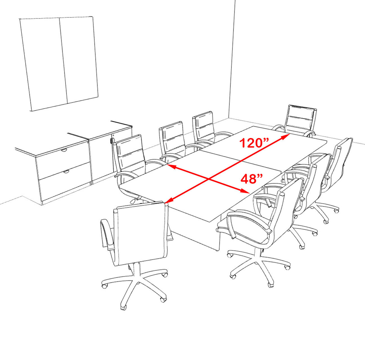 Modern Rectangular 10' Conference table, #OT-SUL-C28