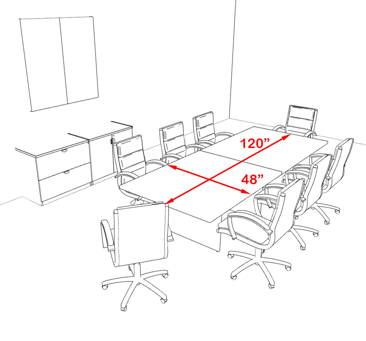 Modern Rectangular 10' Conference table, #OT-SUL-C30