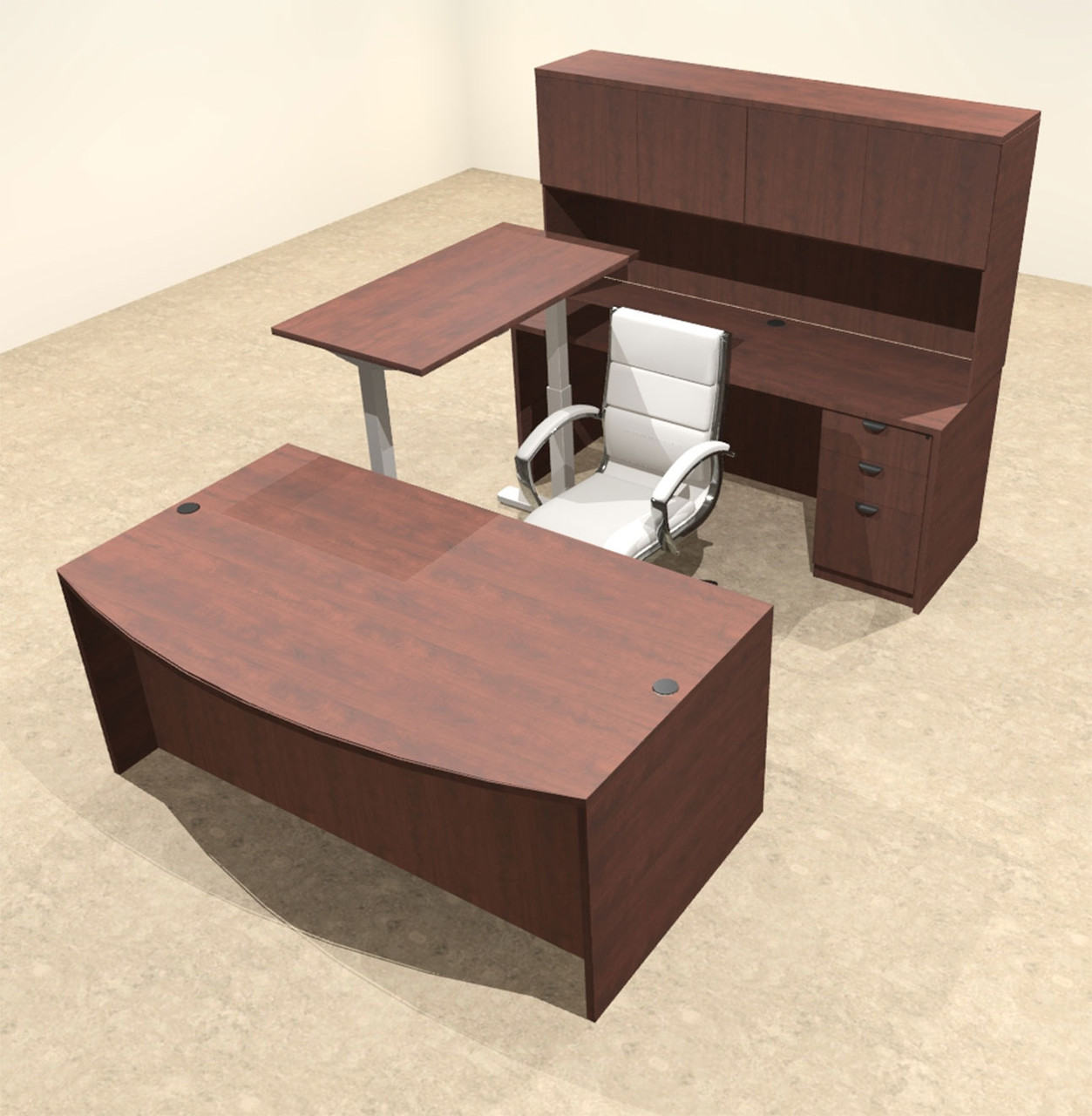 5PC U Shape Modern Executive Office Desk w/Height Adjustable Desk, OT-SUL-UH14