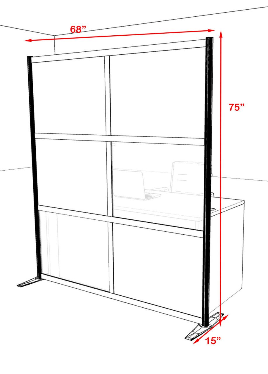 One Loft Modern Office Home Aluminum Frame Partition / Divider / Sneeze Guard, #UT-ALU-P13-B