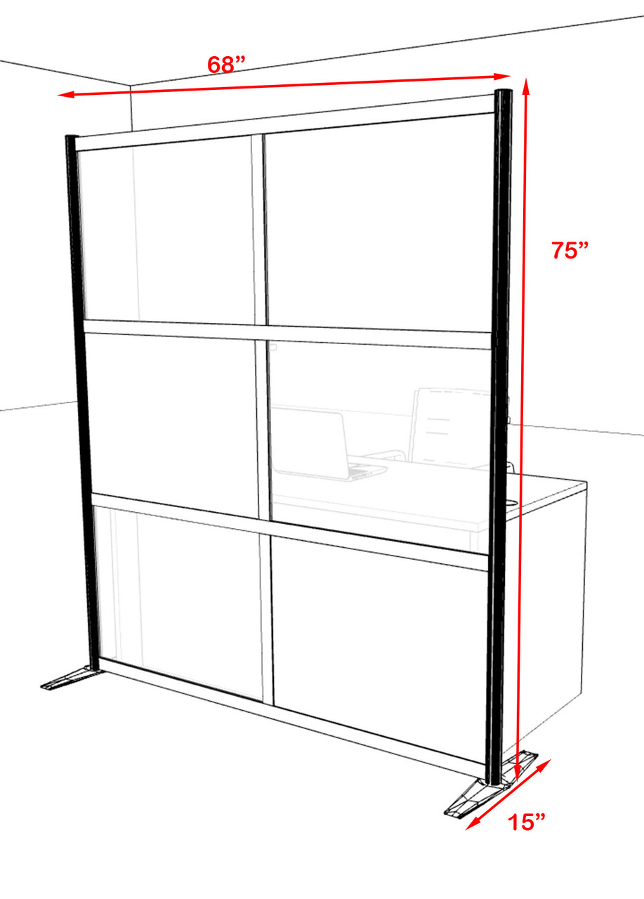 One Loft Modern Office Home Aluminum Frame Partition / Divider / Sneeze Guard, #UT-ALU-P14-B