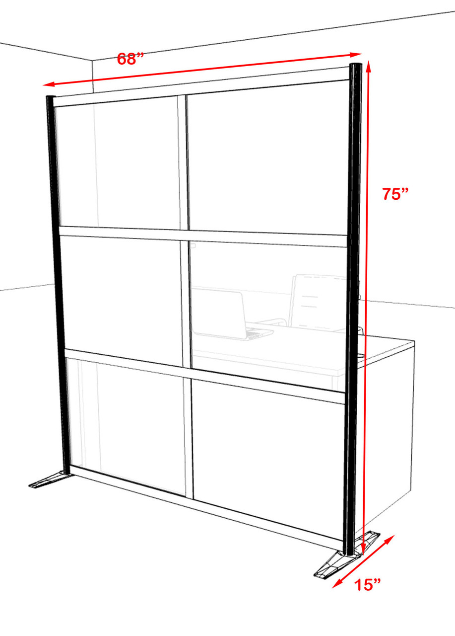 One Loft Modern Office Home Aluminum Frame Partition / Divider / Sneeze Guard, #UT-ALU-P16-C