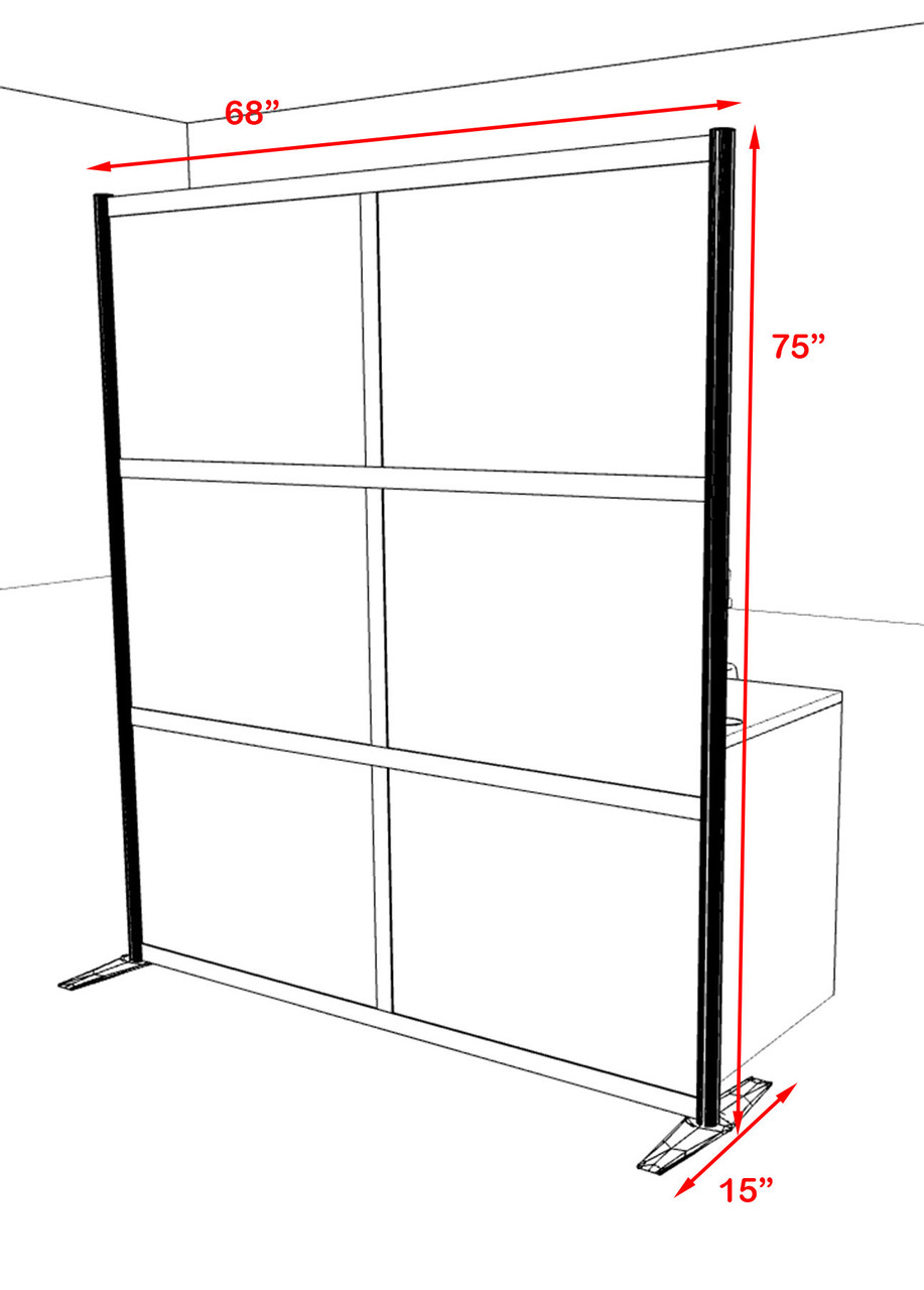 One Loft Modern Office Home Aluminum Frame Partition / Divider / Sneeze Guard, #UT-ALU-P17-B