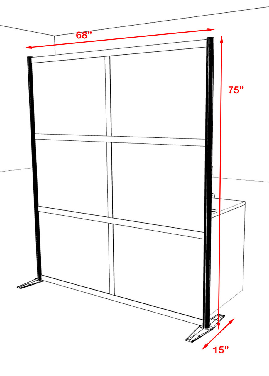 One Loft Modern Office Home Aluminum Frame Partition / Divider / Sneeze Guard, #UT-ALU-P23