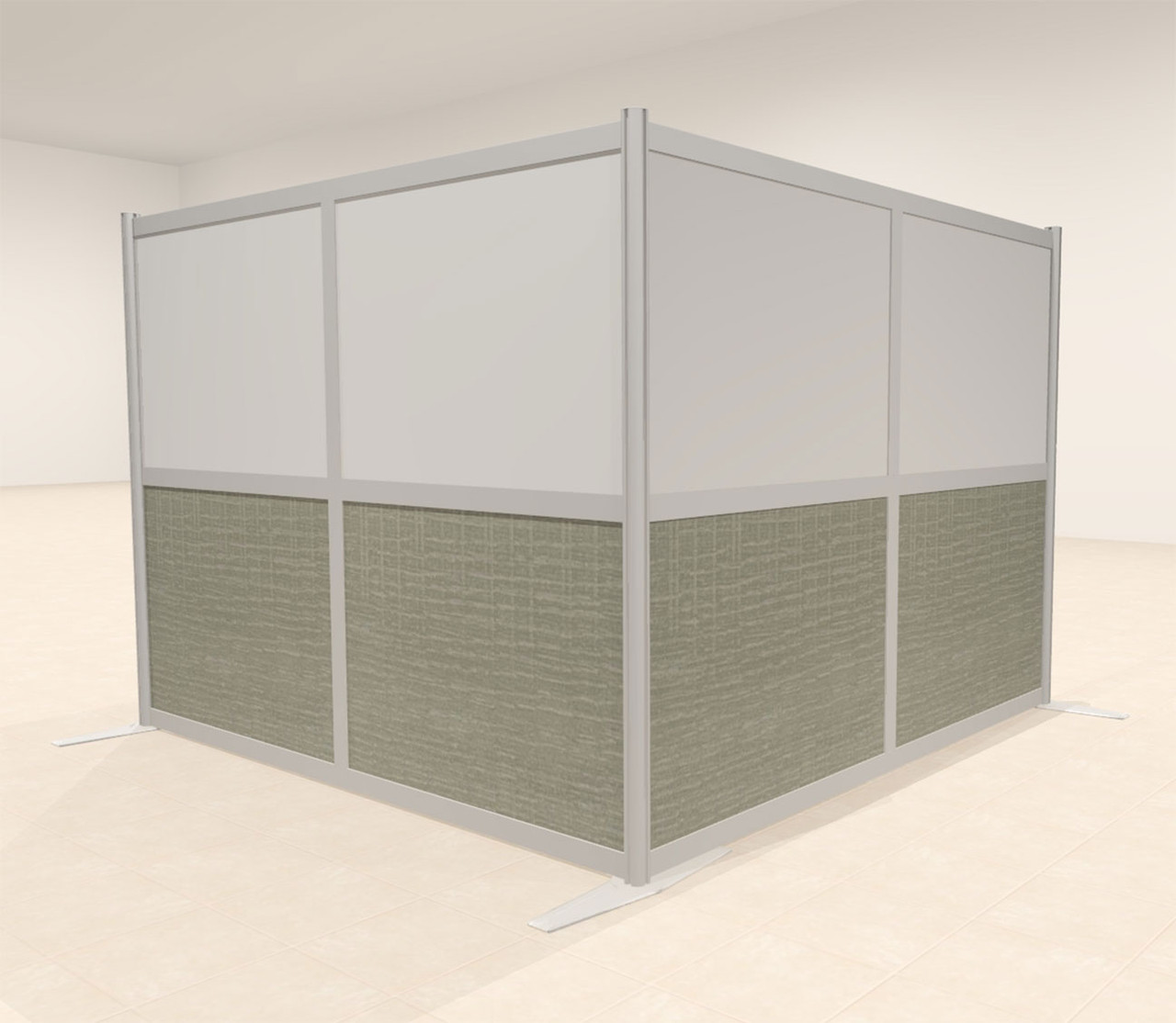 One L Shaped Loft Modern Office Home Aluminum Frame Partition / Divider / Sneeze Guard, #UT-ALU-P29-A