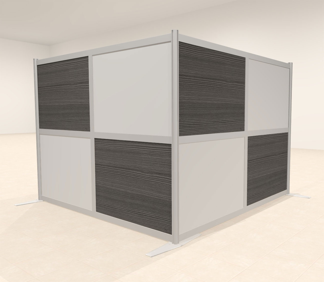 One L Shaped Loft Modern Office Home Aluminum Frame Partition / Divider / Sneeze Guard, #UT-ALU-P31-C