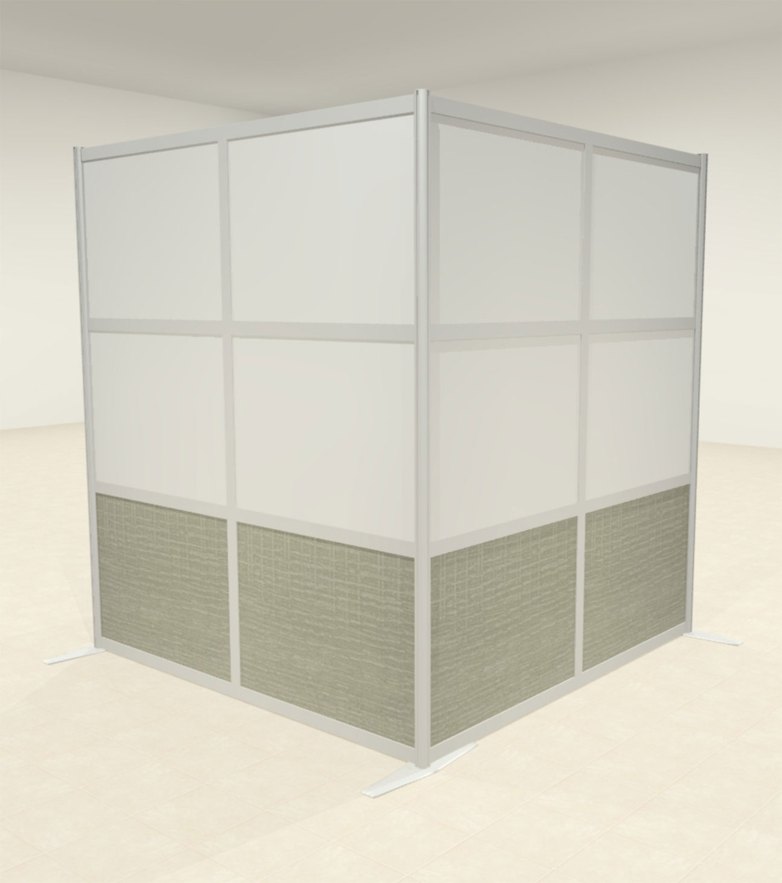 One L Shaped Loft Modern Office Home Aluminum Frame Partition / Divider / Sneeze Guard, #UT-ALU-P41-A